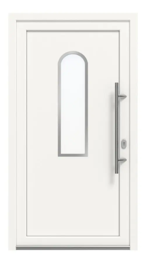 Haustür Kunststoff Premium Plus F012 RAL 9016-RAL 9016 Frontansicht außen