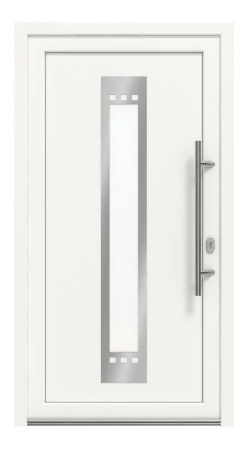 Haustür Kunststoff Premium Plus F033 RAL 9016-RAL 9016 Frontansicht außen