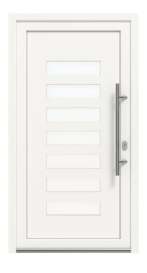 Haustür Kunststoff Premium Plus F044 RAL 9016-RAL 9016 Frontansicht außen