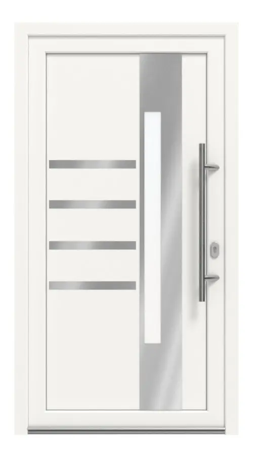 Haustür Kunststoff Premium Plus F047 RAL 9016-RAL 9016 Frontansicht außen