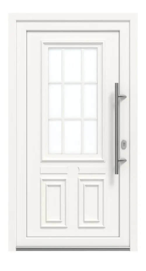 Haustür Kunststoff Premium Plus T036 RAL 9016-RAL 9016 Frontansicht außen