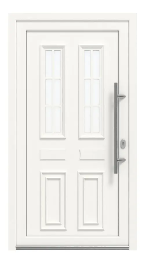 Haustür Kunststoff Premium Plus T043 RAL 9016-RAL 9016 Frontansicht außen