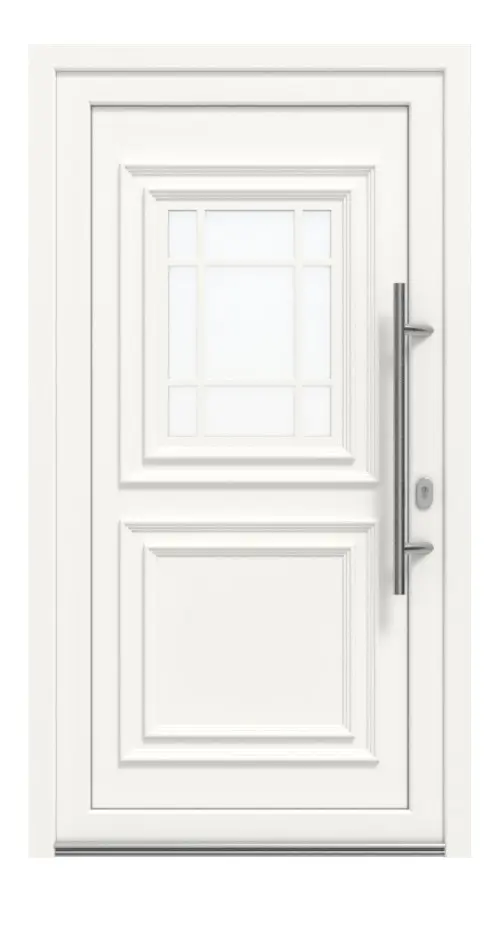 Haustür Kunststoff Premium Plus T047 RAL 9016-RAL 9016 Frontansicht außen