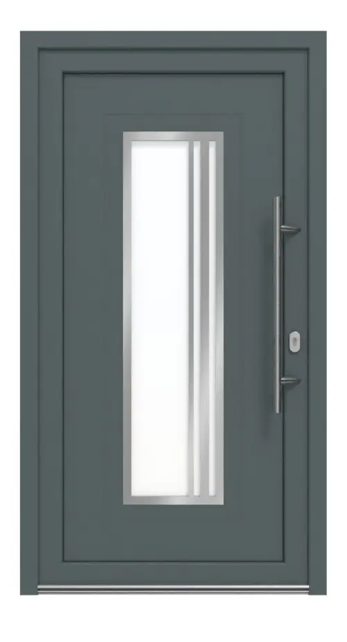 Haustür Kunststoff Premium Plus T053 Quarz Grau-Quarz Grau Frontansicht außen