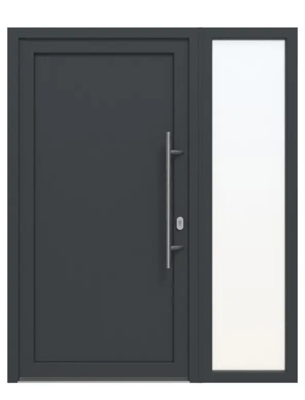 Haustür mit Seitenteil Kunststoff Premium F001 RAL 7016-RAL 9016 Frontansicht außen