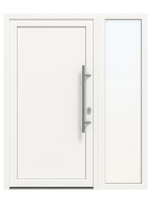 Haustür mit Seitenteil Kunststoff Premium F001 RAL 9016-RAL 9016 Frontansicht außen