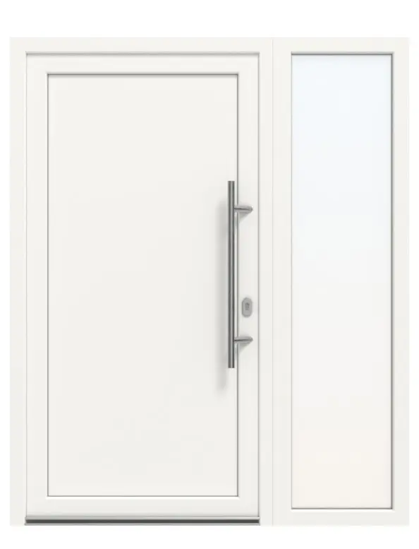 Haustür mit Seitenteil Kunststoff Premium Plus F001 RAL 9016-RAL 9016 Frontansicht außen