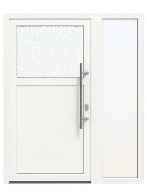 Haustür mit Seitenteil Kunststoff Premium F002 RAL 9016-RAL 9016 Frontansicht außen