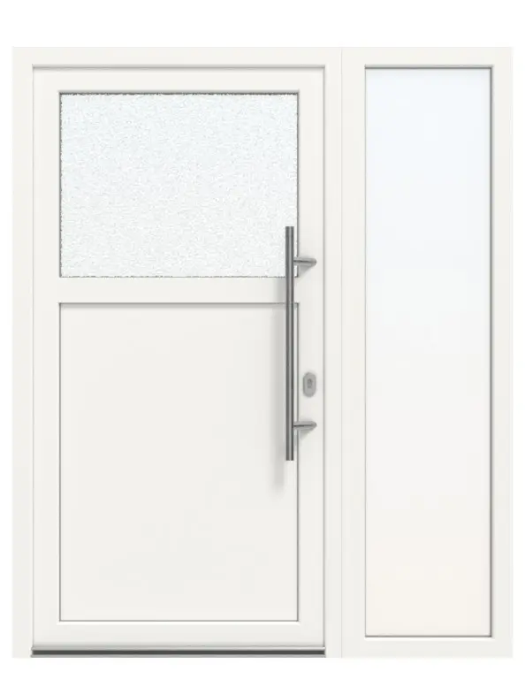 Haustür mit Seitenteil Kunststoff Premium Plus F002 RAL 9016-RAL 9016 Frontansicht außen