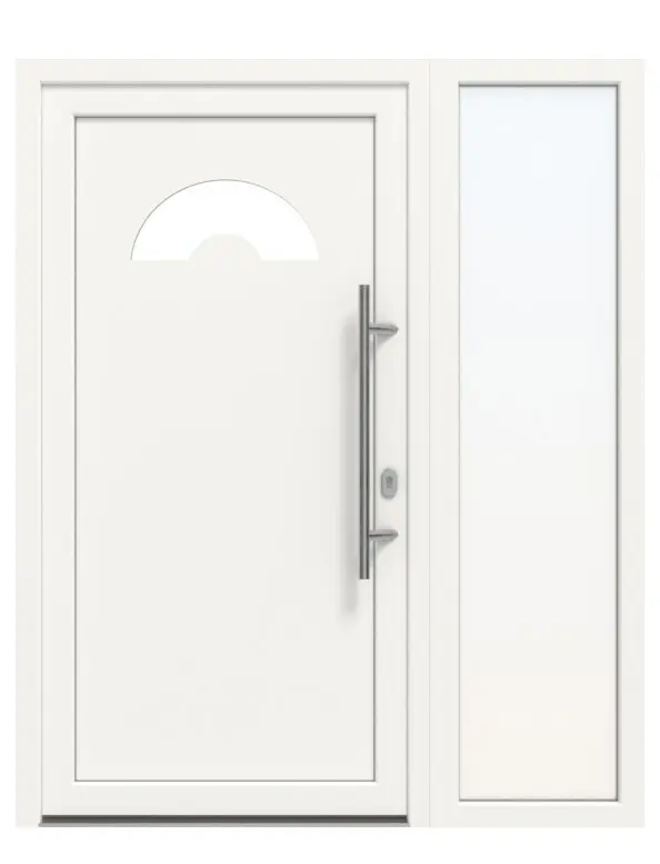 Haustür mit Seitenteil Kunststoff Premium F010 RAL 9016-RAL 9016 Frontansicht außen