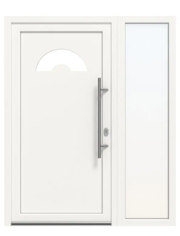 Haustür mit Seitenteil Kunststoff Premium Plus F010 RAL 9016-RAL 9016 Frontansicht außen