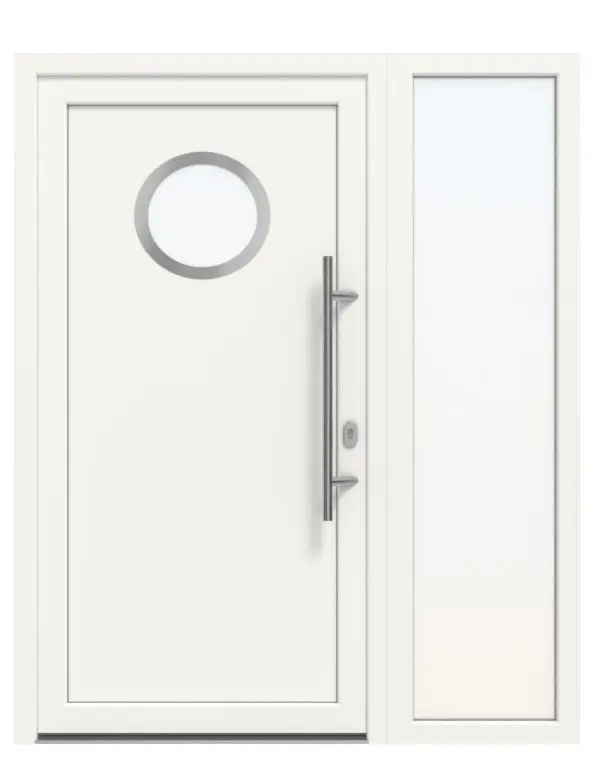 Haustür mit Seitenteil Kunststoff Premium F011 RAL 9016-RAL 9016 Frontansicht außen