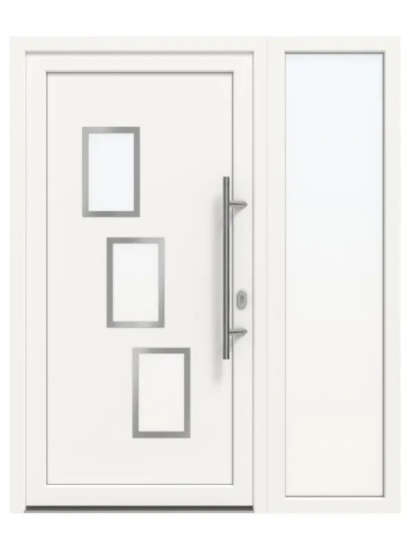 Haustür mit Seitenteil Kunststoff Premium F015 RAL 9016-RAL 9016 Frontansicht außen