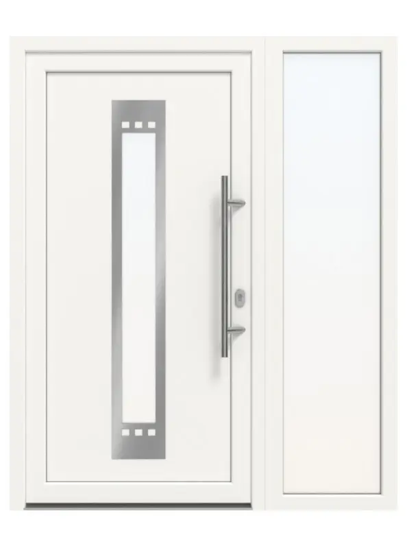 Haustür mit Seitenteil Kunststoff Premium F033 RAL 9016-RAL 9016 Frontansicht außen