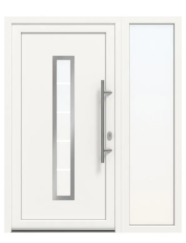 Haustür mit Seitenteil Kunststoff Premium Plus F036 RAL 9016-RAL 9016 Frontansicht außen