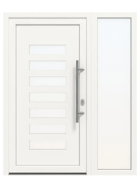 Haustür mit Seitenteil Kunststoff Premium F044 RAL 9016-RAL 9016 Frontansicht außen