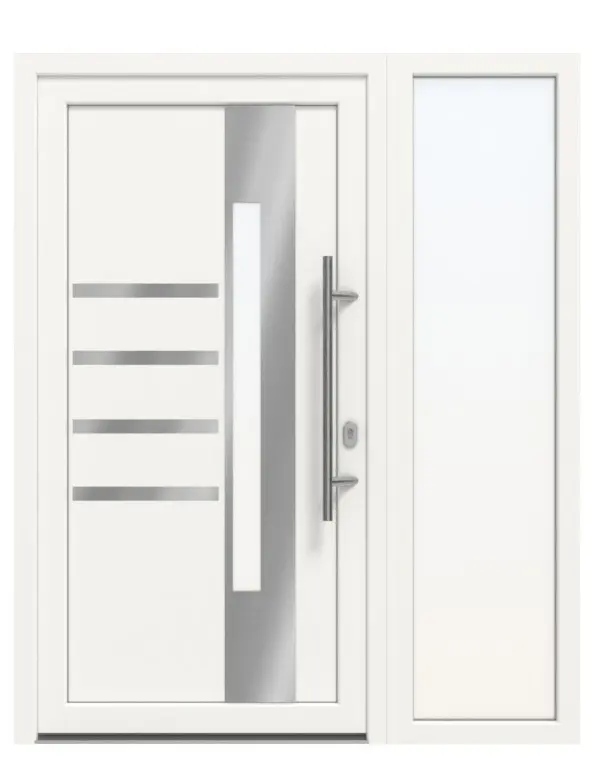Haustür mit Seitenteil Kunststoff Premium F047 RAL 9016-RAL 9016 Frontansicht außen