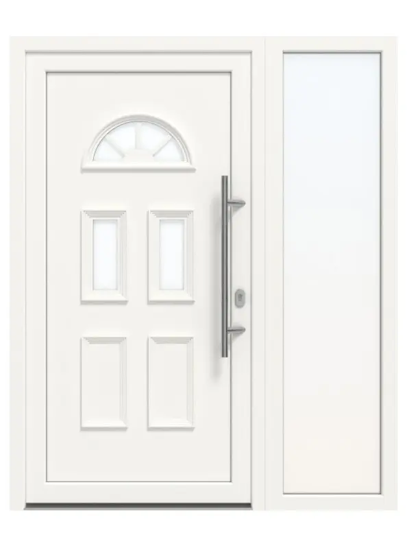 Haustür mit Seitenteil Kunststoff Premium T003 RAL 9016-RAL 9016 Frontansicht außen