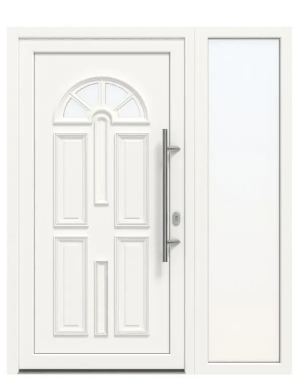 Haustür mit Seitenteil Kunststoff Premium T015 RAL 9016-RAL 9016 Frontansicht außen