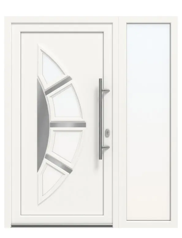 Haustür mit Seitenteil Kunststoff Premium Plus T035 RAL 9016-RAL 9016 Frontansicht außen
