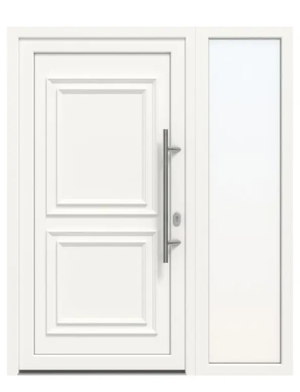 Haustür mit Seitenteil Kunststoff Premium T046 RAL 9016-RAL 9016 Frontansicht außen