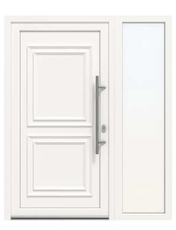 Haustür mit Seitenteil Kunststoff Premium Plus T046 RAL 9016-RAL 9016 Frontansicht außen