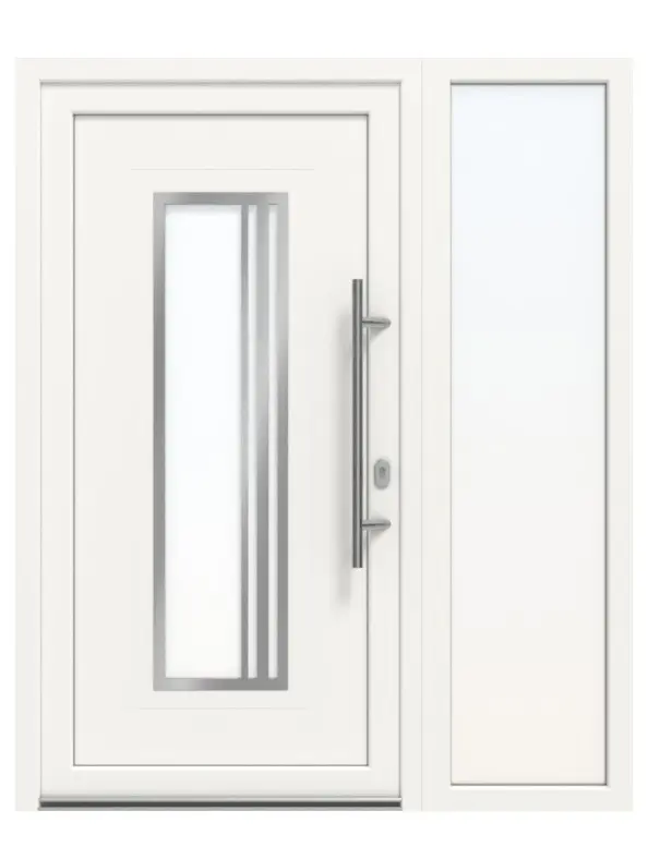 Haustür mit Seitenteil Kunststoff Premium Plus T053 RAL 9016-RAL 9016 Frontansicht außen