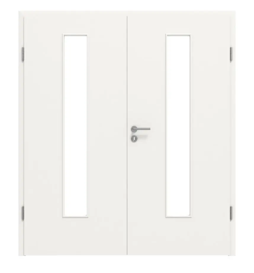 Widok z przodu biały RAL 9016 LA 24 BaseLine Duradecor drzwi dwuskrzydłowe wraz z ościeżnicą - Hörmann