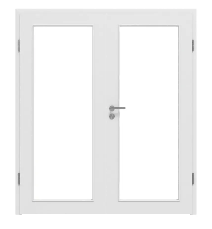 Zdjęcie z przodu biel baliowa LA 27 Basic Durat drzwi dwuskrzydłowe w tym ościeżnica - Huga