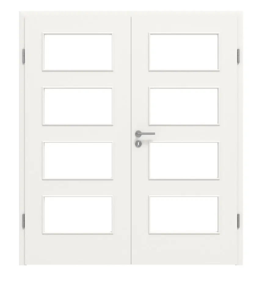 HÖRMANN drzwi dwuskrzydłowe biały drogowy RAL 9016 Duradecor ProLine z przeszkleniem LA 9 z ościeżnicą