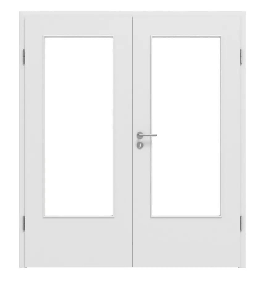 Widok z przodu biel baliowa DIN-LA Basic Durat drzwi dwuskrzydłowe z ościeżnicą - Huga