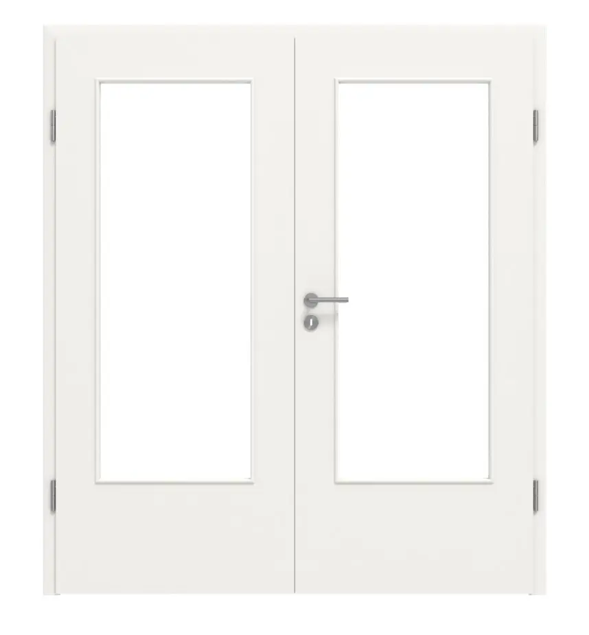 HÖRMANN drzwi dwuskrzydłowe biały beskidzki RAL 9016 Duradecor ProLine z przeszkleniem LA-DIN z ościeżnicą