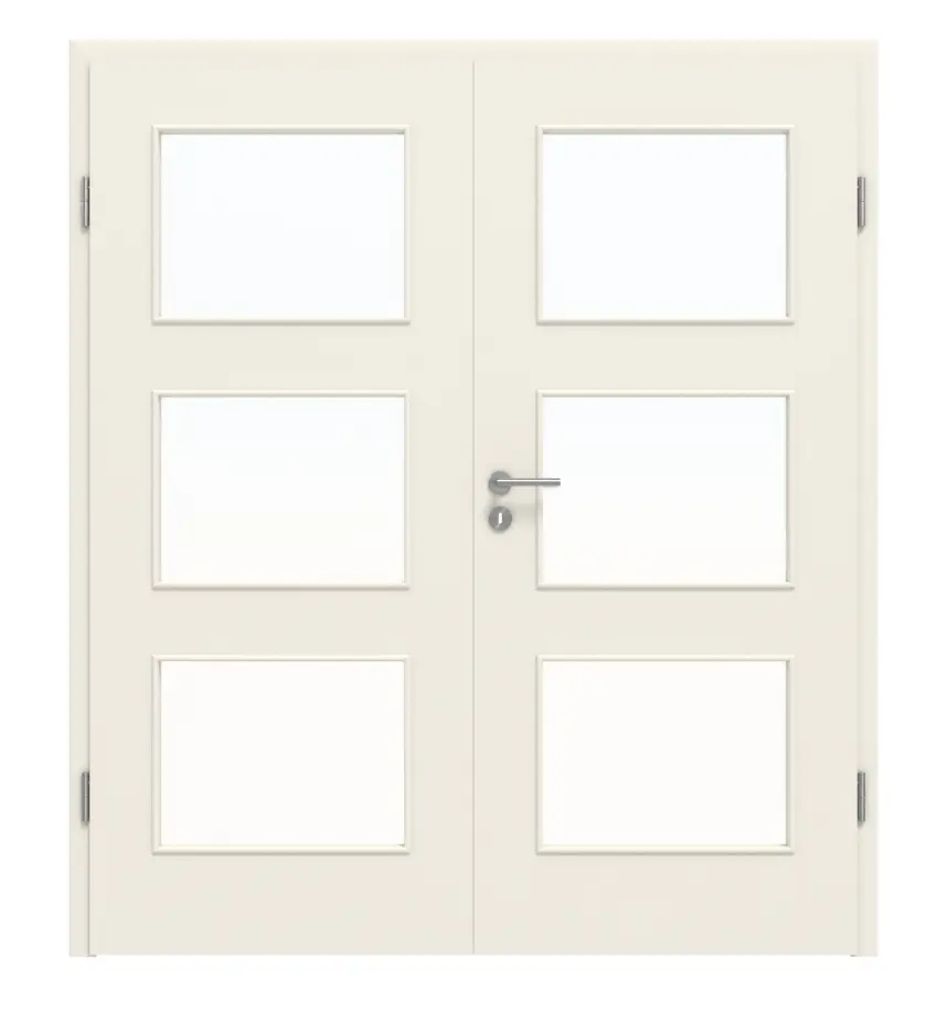 HÖRMANN drzwi dwuskrzydłowe biały czysty RAL 9010 Lakier ProLine z przeszkleniem LA 11 z ościeżnicą