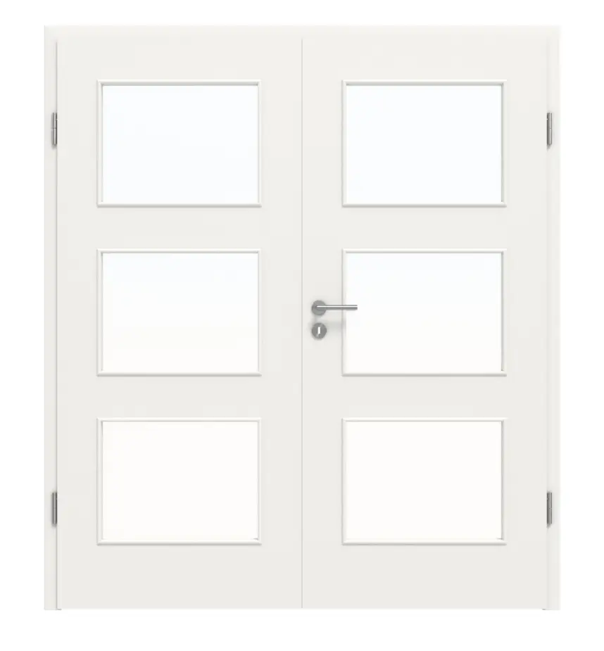 HÖRMANN drzwi dwuskrzydłowe biały drogowy RAL 9016 lakier ProLine z przeszkleniem LA 11 z ościeżnicą