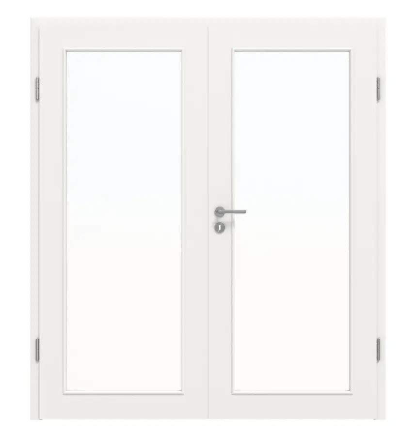 Widok frontowy biały podobny do RAL 9016 LA 27 Basic lakier drzwi dwuskrzydłowe z ościeżnicą - Huga