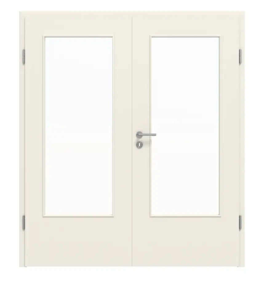 Zdjęcie frontowe: biały podobny do RAL 9010 DIN-LA Basic lakierowane drzwi dwuskrzydłowe z ościeżnicą - Huga
