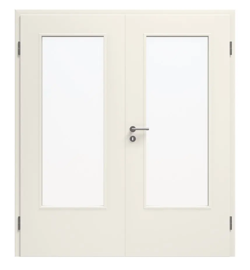 KILSGAARD Drzwi podwójne Typ 43 Białe lakierowane Lamikor z przeszkleniem z ościeżnicą