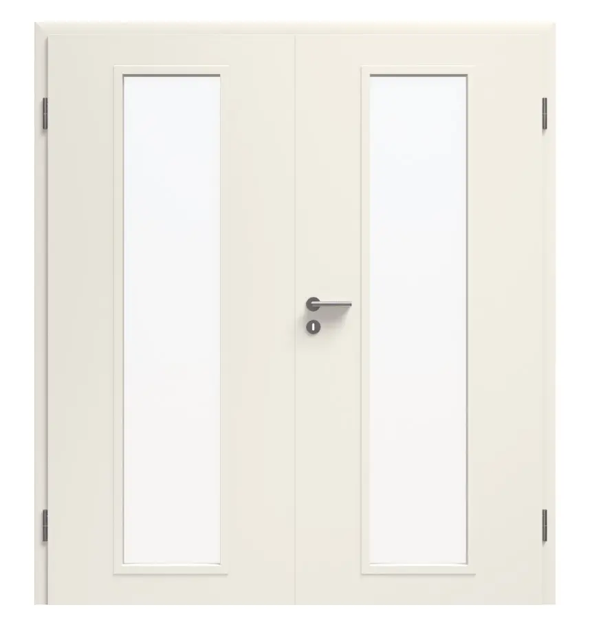 Zdjęcie drzwi dwuskrzydłowych LA-01 biały lakier RAL 9010 Premium z ościeżnicą