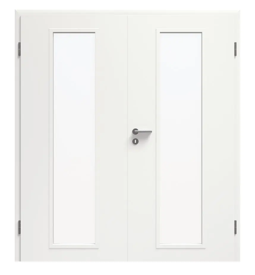 Zdjęcie drzwi dwuskrzydłowych LA-01 biały lakier RAL 9016 Premium z ościeżnicą