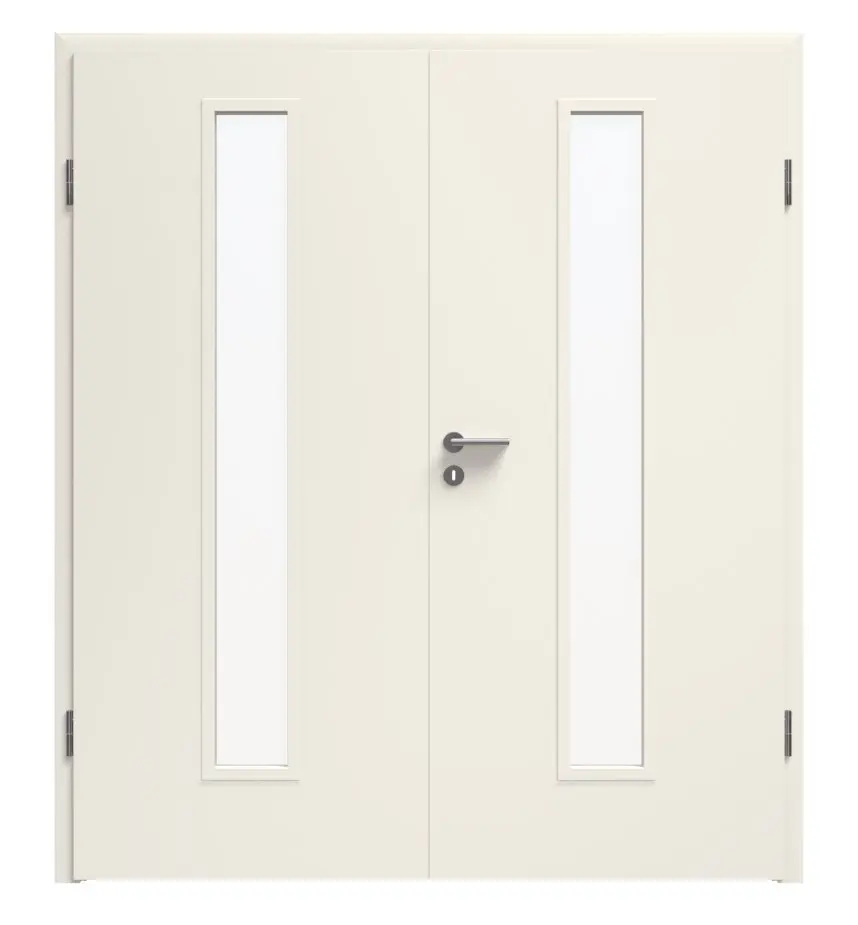 Zdjęcie drzwi dwuskrzydłowych LA-02 biały lakier RAL 9010 Premium z ościeżnicą