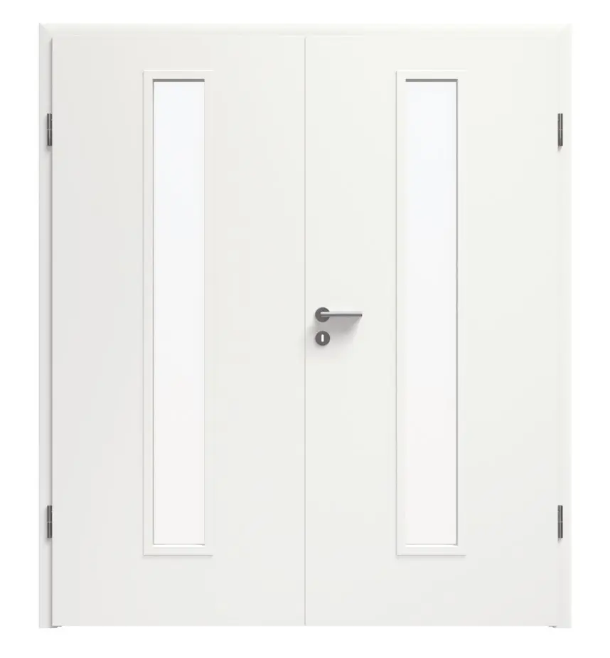 Zdjęcie drzwi dwuskrzydłowych LA-02 biały lakier RAL 9016 Premium z ościeżnicą