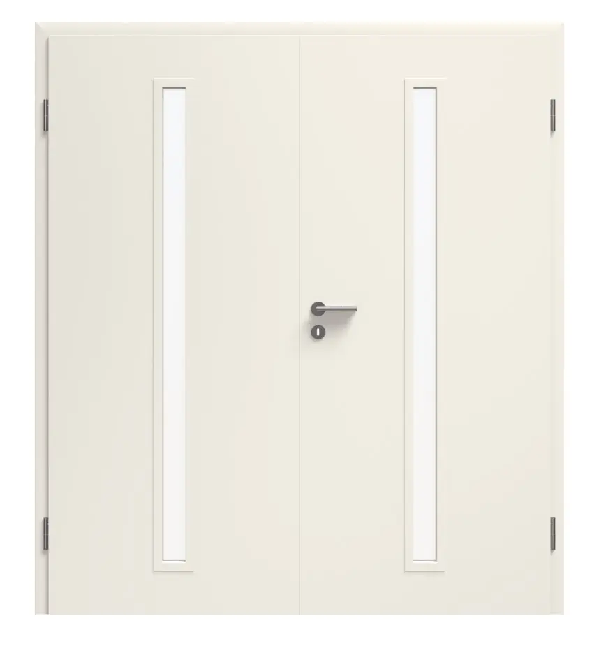 Zdjęcie drzwi dwuskrzydłowych LA-10 biały lakier RAL 9010 Premium w zestawie z ościeżnicą