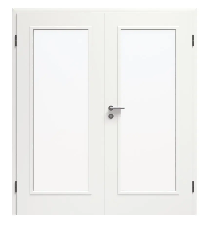 Zdjęcie drzwi dwuskrzydłowych LA-60 biały lakier RAL 9016 Premium wraz z ościeżnicą