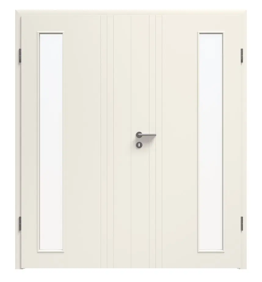 Zdjęcie drzwi dwuskrzydłowych Linea 02 LA-02 biały lakier Premium z ościeżnicą