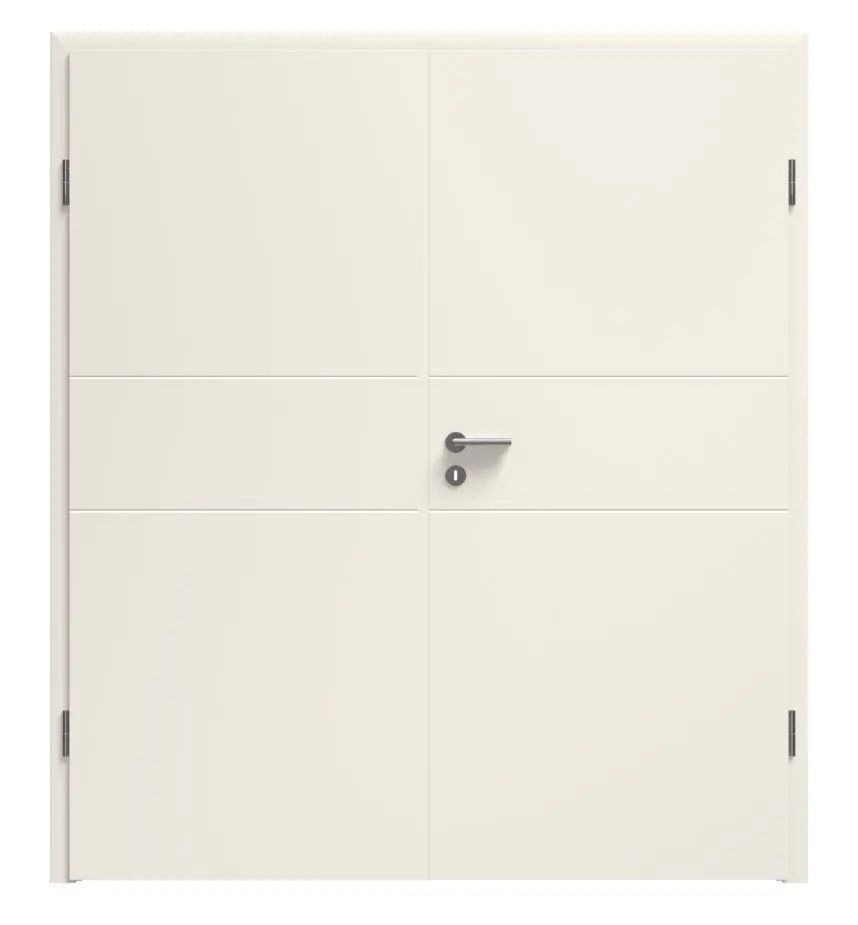 Zdjęcie Linea 04 biały lakier Premium drzwi dwuskrzydłowe z ościeżnicą.