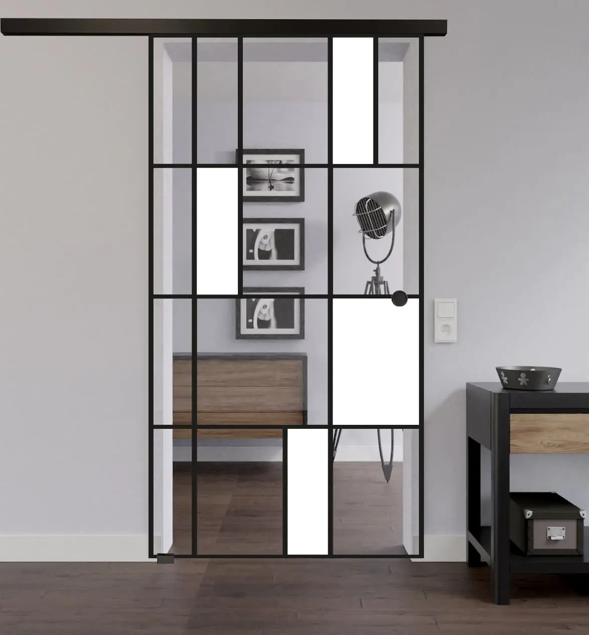 LIENBACHER całoszklane drzwi przesuwne Model 640 Black Signature szkło przezroczyste