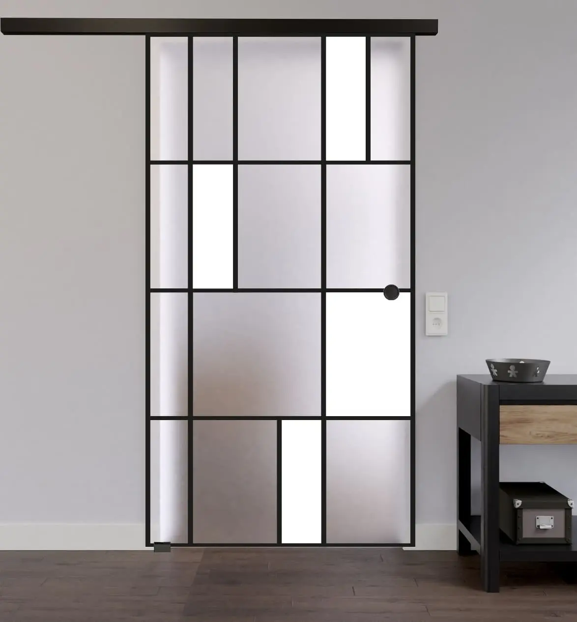 LIENBACHER całoszklane drzwi przesuwne Model 640 Black Signature satynowane