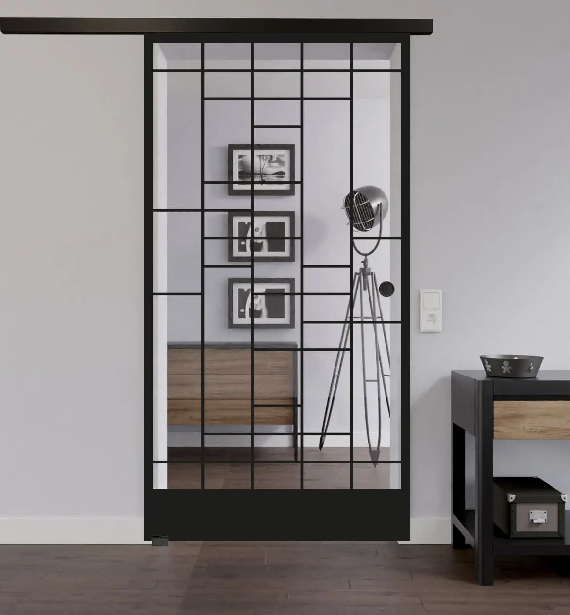 LIENBACHER całoszklane drzwi przesuwne Modell 643 Black Signature szkło przezroczyste
