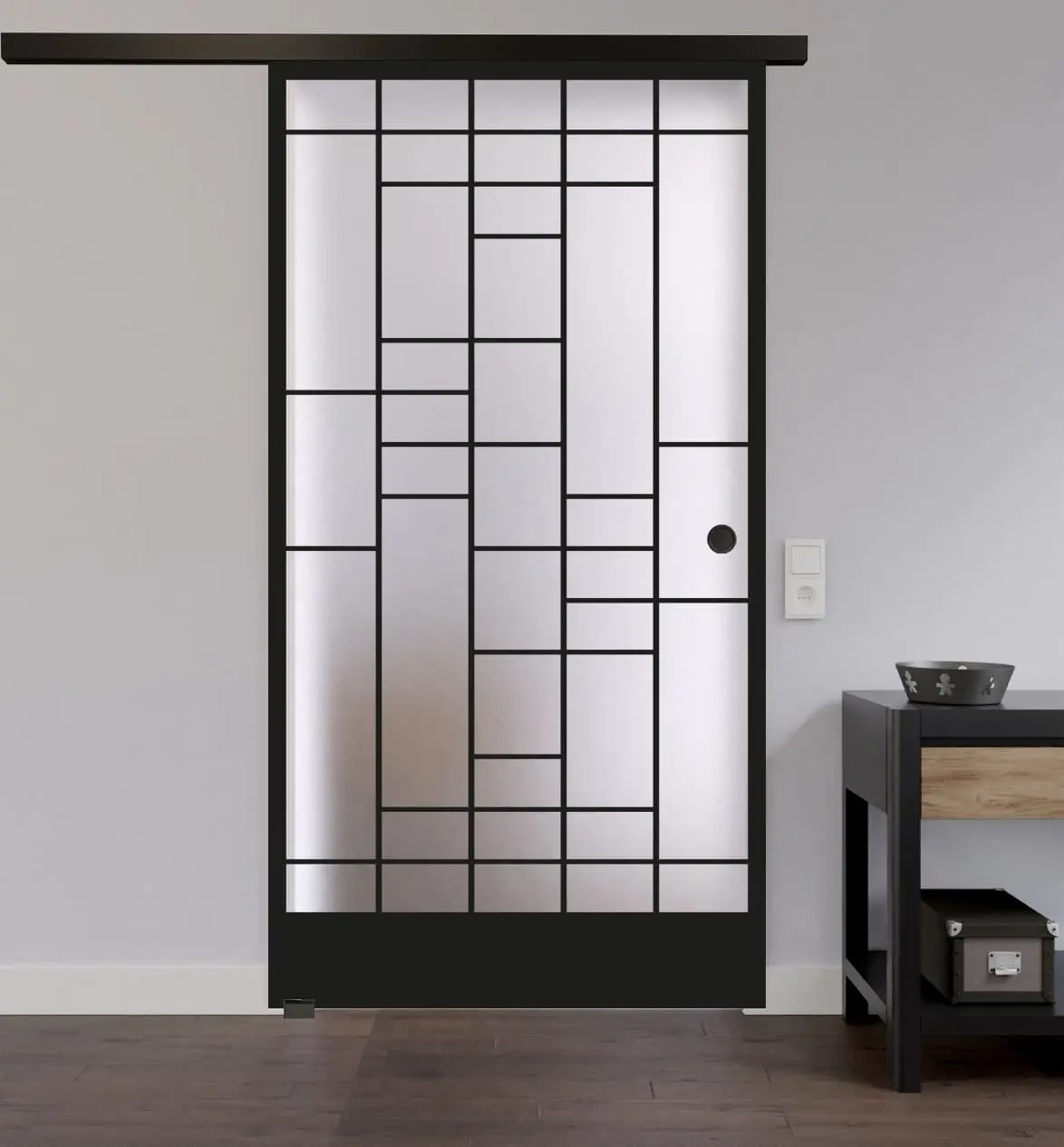 LIENBACHER całoszklane drzwi przesuwne Model 643 Black Signature satynowane