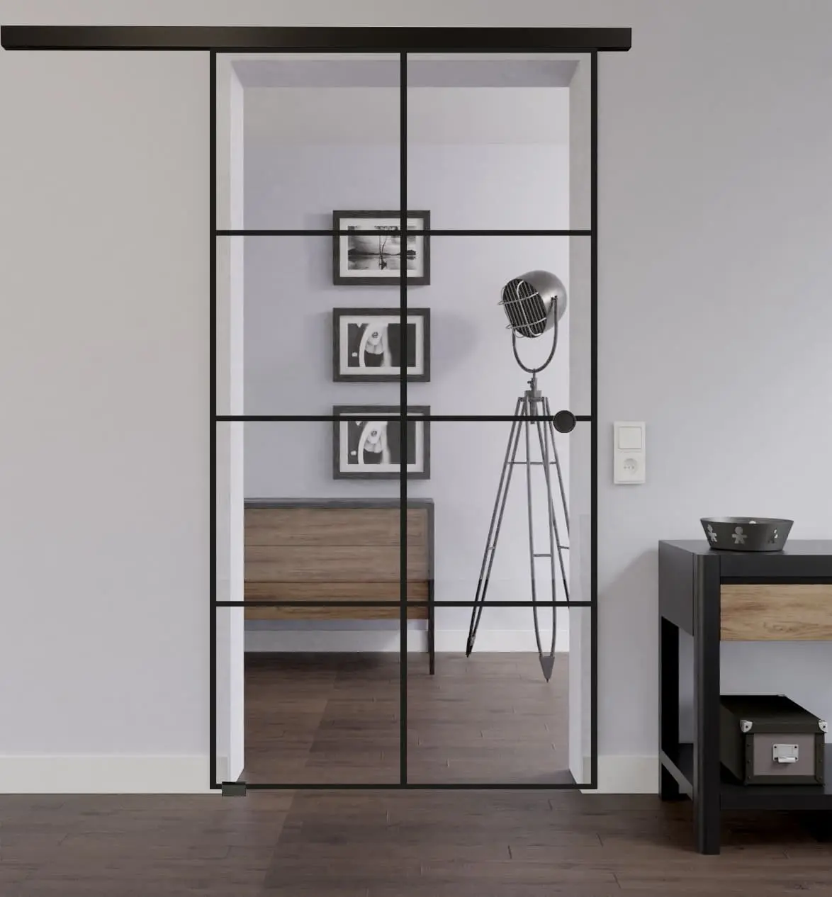 LIENBACHER całoszklane drzwi przesuwne model 644 Black Signature szkło przezroczyste